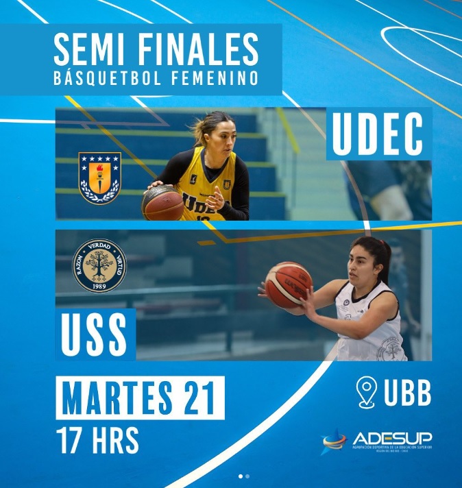semifinalesADESUPfemeninas2023 Semifinales femeninas ADESUP, UDEC v/s USS en el gimnasio de la Universidad del Bío-Bío